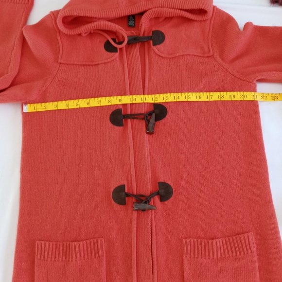 Ralph Lauren Orange Hooded Toggle Front lambswool blend Long Cardigan Size XL - Picture 5 of 7